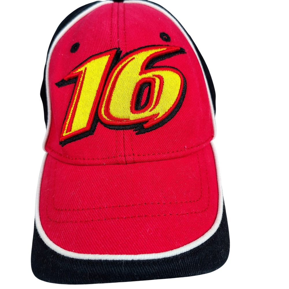 Mens OSFM Greg Biffle 16 NASCAR Hat Red Black Roush Fenway Racing Gorpcore